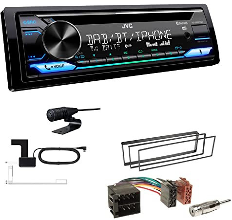 JVC KD-DB922BT 1-DIN Autoradio CD-Receiver Bluetooth DAB+ Digital Radio Einbauset passend für Peugeot 307 2001-2005 schwarz