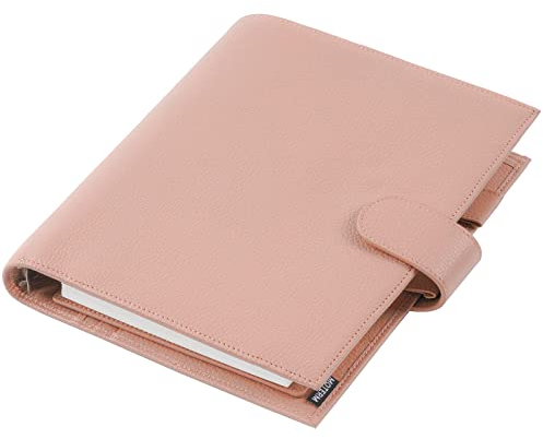Moterm A5 Luxe Ringe Planer - Echtes Leder Binder Organizer (Kiesel-Staubrose,30mm Ring)