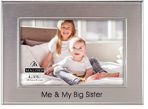 Malden International Designs 10,2 x 15,2 cm Me & My Big Sister, gebürstetes Zinn-Finish, horizontale Innen- und Außenrahmen