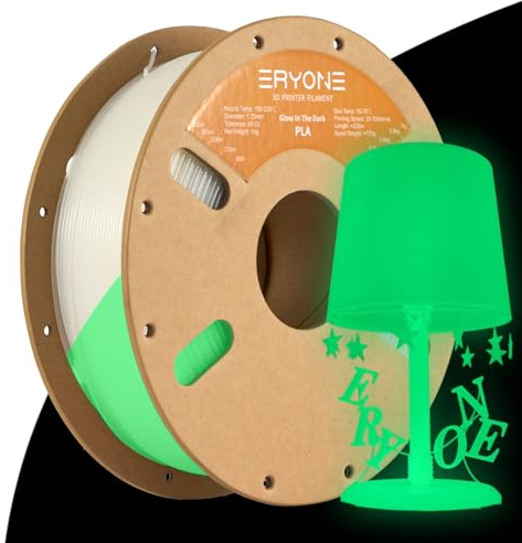 ERYONE Glow PLA Filament 1.75mm +/- 0.03mm, 1kg Spool (2.2LBS) 3D Printer Filament, Glow In The Dark, Glow Green