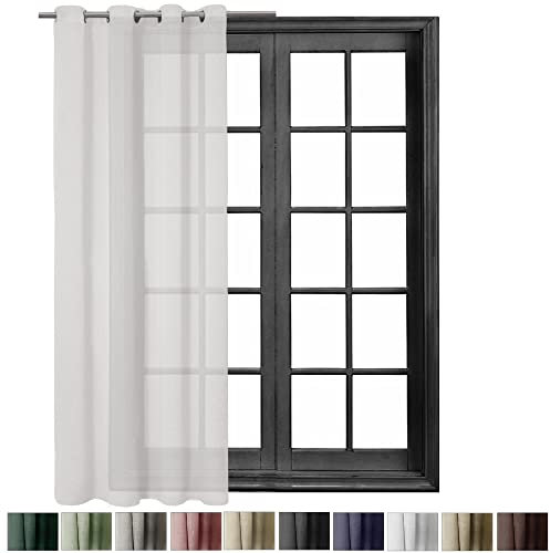 Cleanlevel EST 2016 Ösenschal Blickdicht Leinenartig Ösenvorhang Ösengardine Gardine Gardinen Ösen Vorhang Vorhänge Leinen Look Wohnzimmer 140x245cm (1, Weiss)