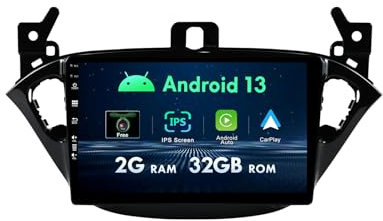 9inch Android 12 Car Stereo Fit For Opel Corsa E 2015-2019/Adam 2013-2016- 2 Din Head Unit Free Rear Camera - Support DAB+ /Mirrorlink/USB/WiFi/Bluetooth/Carplay/GPS Navi-2G+32G
