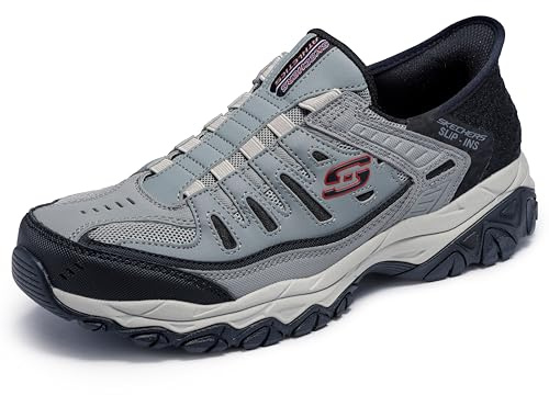 Skechers Men's Afterburn M. Fit Ridgeburn Hands Free Slip-in Loafer, Grey Black, 10.5 UK