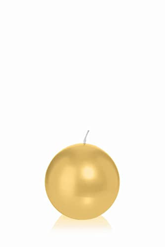 INNA-Glas Candela a Sfera Rosella, Oro, Ø6 cm, 10h - Made in Germany - Candela Rotonda