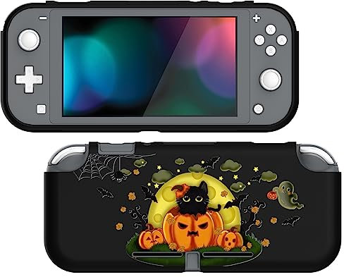 playvital Coque pour Switch Lite,Housse de Protection pour Nintendo Switch Lite Console,Étui Silicone TPU Souple Anti-Griffes et Anti-Chocs-Nuit Lune Halloween
