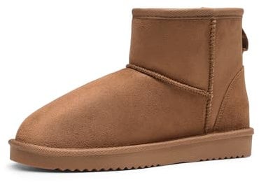 DREAM PAIRS Bottes de Neige pour Femmes avec Doublure en Fausse Fourrure Confortable et Antidérapantes Botte à Enfiler Hiver FuzzyClassic I Low Boot,Size 38,Chameau,DSB214-1