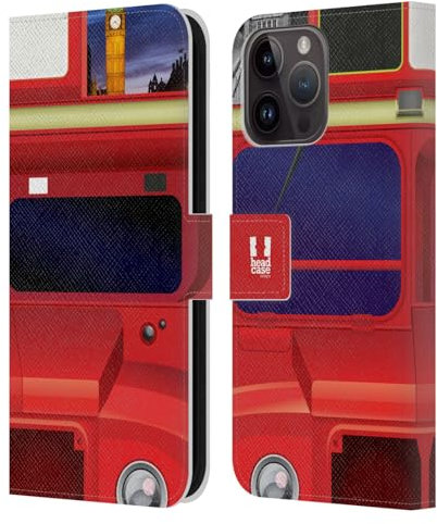 Head Case Designs London Bus I Love London Leder Brieftaschen Handyhülle Hülle Huelle kompatibel mit Apple iPhone 15 Pro Max