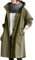 DayaEmmoTQ Veste coupe-vent double boutonnage - pour femme avec cordon de serrage à capuche et manches longues coupe-vent revers léger manteau décontracté