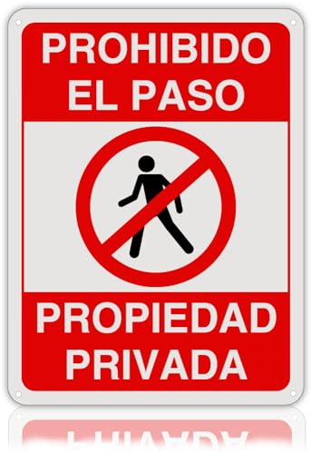LEIASA Cartel Prohibido el Paso - 21x28 cm - Aluminio Reflectante - Grosor 0.8 mm - Cartel Propiedad Privada - Resistente Exterior - Impresión UV - Señal Disuasión Prohibido Paso