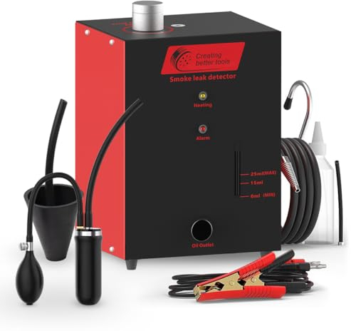 Nebelmaschine Leck Detektor, 12V Nebelmaschine KFZ, Rauchmaschine Lecksucher mit Durchflussmesser, Testgerät Rauchabgabe zu 15 L/min, Passend für Alle Autos, Motorräder, Lastwagen, Boote und ATV