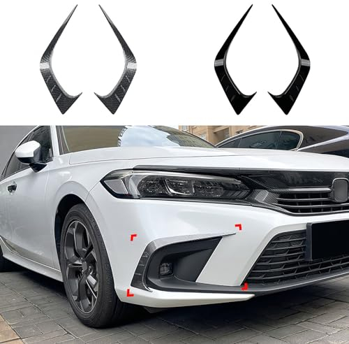 1 Paar Frontspoiler-Splitter, Stoßstangen-Dekor, Lufteinlassgitter-Zierabdeckung, kompatibel mit Honda Civic 11th Generation 2021+,Carbon Fiber Look