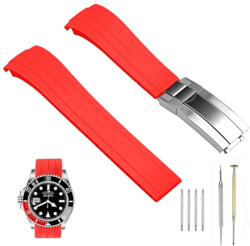 SINAIKE 20mm 22mm Gummi Uhrenarmband Silikon Uhrenarmbänder, konisch gebogenes Ende Uhrenarmband für Moonswatch, No Gap Uhrenarmband für Herren Damen mit Rolex Schließe