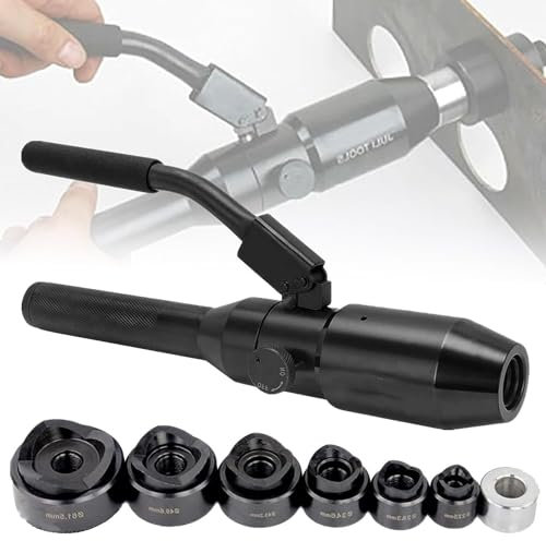 Perforateur hydraulique manuel, kit d'outils de poinçonnage hydraulique, ensemble de 6 poinçons hydrauliques, pour poinçonner des tôles, du métal, de l'acier, de l'aluminium et du plastique,Black