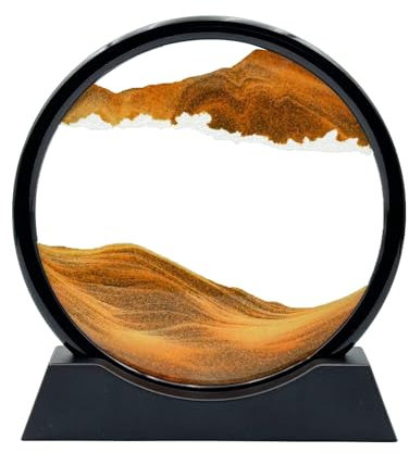 AzureLeap Sable mouvant - Mouvement liquide 3D - Couleur paysage de sable profond - Décoration de bureau - Décoration de bureau - 17,8 cm - Jaune