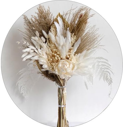 Molyorch 49 PiezasPampas Grass con Colas de Conejo, Pampas Secas Decoracion, Decoración de Pampas Grass Secas, Flores Secas de Caña para Bodas, Decoración de Mesa de Hogar y Fiesta de Estilo Rústico