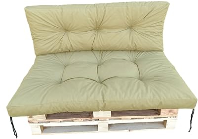 IN WOHO Palettenkissen Set, Outdoor Kissen für Palettensofa, Europaletten Sitzkissen, Sitzauflagen Gartenmöbel, Wasserabweisende Palettenkissen 120x40 und 120x80, Bankauflage Outdoor, Beige