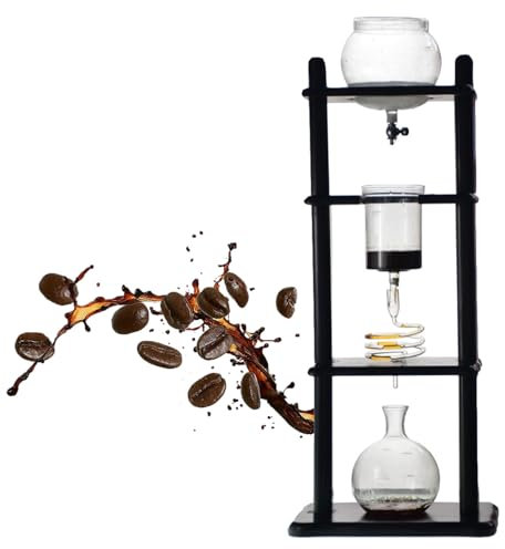 RNQZ Cold Brew Coffee Tower,Cold Brew coffee Maker Ice Coffee Drip Machine,6-8 Cup, Black