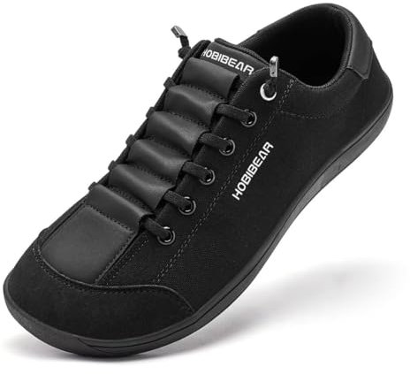 HOBIBEAR Unisex Breite Barfuss Schuhe Damen Herren Barfußschuhe Minimalistische Outdoor Trail Running Walking Schuhe Voll Schwarz EU 39