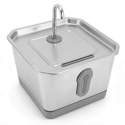 Dpofirs Edelstahl Wasserbrunnen für Katzen, 3,5 L/118 Oz, Automatisch mit App Alarm, Wasserbrunnen für Katzen Im Innenbereich, 2 Wochen Kapazität, Gesundheitsüberwachung,