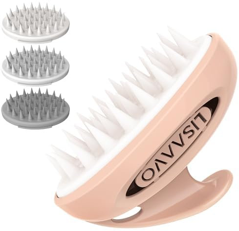 LISAAVO Hair Scalp Brush, Massagebürste Haare, mit 3 Aufsätzen unterschiedlicher Härte, Shampoo Bürste für Frauen/Männer, Rosa