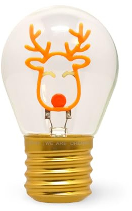 Legami - Table Lamp in The Shape of a Bulb, for Indoor Use Only, USB Rechargeable, Wireless, Reindeer Theme
