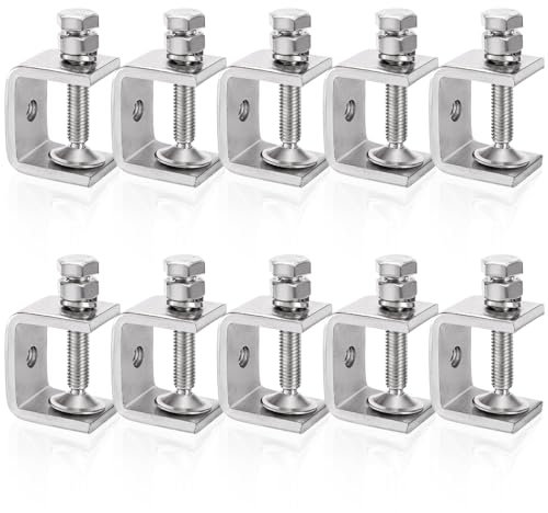 Nagpew 10 Pieces Stainless Steel C-Clamps, 1 Inch Mini Tiger Clamps with Wide Jaw Opening, Heavy Duty Metal Clamp for Woodworking, Metalworking, Mounting, Welding, Clamping