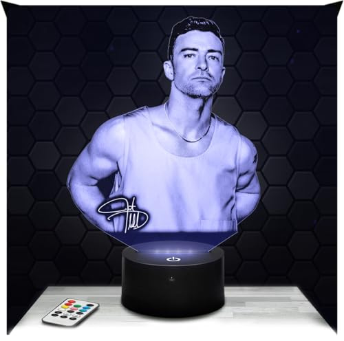 Lampephoto.fr - Lampe Justin Timberlake Touch Nachtlicht Prinz des Pop | Made in France, Sockel & Größe wählbar, dimmbar, Batterie/USB, HD-Lasergravur, Geschenk für Sie & Ihn