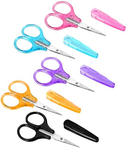 5 Stück Kleine Scheren Details Bastelschere Stickscheren Set Mini Schere mit Schutzhülle Edelstahl Allzweckschere Schere Compact Sharp Klein Stickschere für Papier Schneiden Scrapbooking nähen basteln