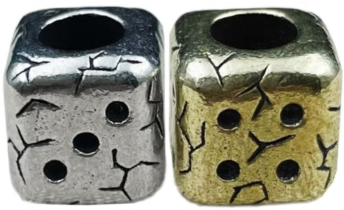 Abbdbd Messing Würfel Paracord Perlen, 2 Stück Retro Messing Würfel Würfel Messer Lanyard Perlen Charms Anhänger Für Messer Lanyard Armband DIY Zubehör