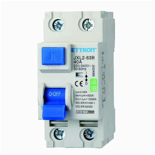 230 V AC 40 A C40, interrupteur différentiel pur RCCB, sauvetage, 2P 2 pôles, occupe 2 modules, montage sur barre DIN, 30 mA, 6 KA 6000 A, 240 V AC 220 VAC, courbe B