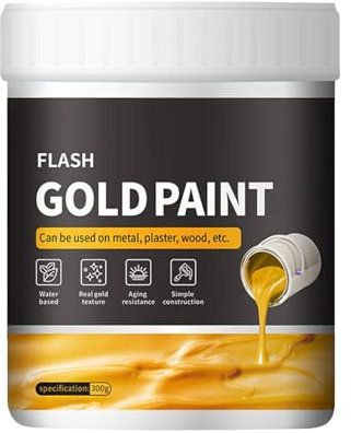 Pintura de oro líquido - 300 g de secado rápido de hojas de oro líquido | Fácil de aplicar yeso de metal, suministros de arte de pintura de madera para pintura para principiantes, manualidades, acabad