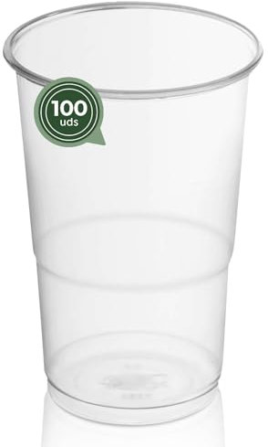 Maxi Products - Lot de 100 gobelets en plastique réutilisables - 500 cc - Verres recyclables - Haute résistance - Verres incassables - Célébrations - Verre à bière - Verre rafraîchi - Smoothies