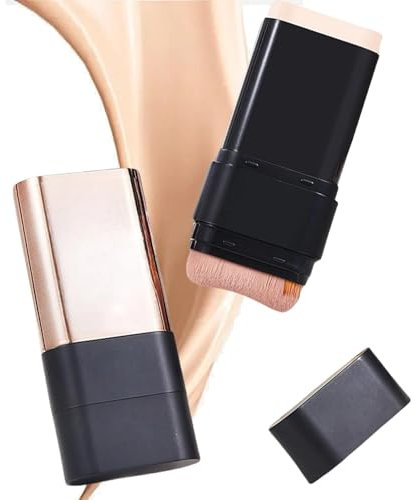 Full Coverage Foundation Stick with Brush, Matte Cream Foundation for Longwear, Concealer & Contour Stick to Cover Blemishes