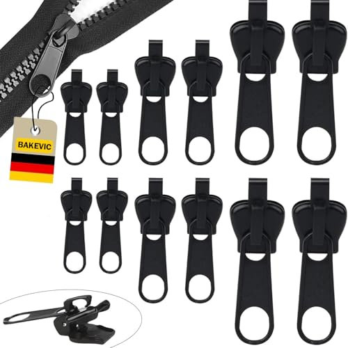 BAKEVIC Reißverschluss Zipper,12 Stück Reisverschluss Reparatur Set,Abnehmbare Reißverschluss Zipper Pull Fixer Reißverschluss Reparatur Set für Universal Reißverschluss,Kleidung,Bettzug, Gepäck.