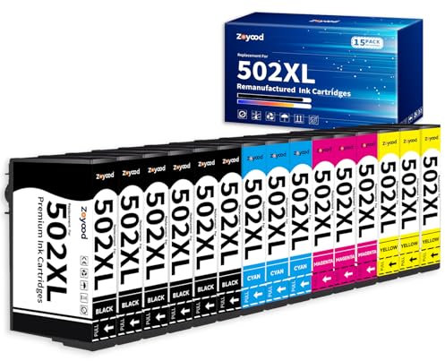 Zoyood 502XL Druckerpatronen Kompatibel für Epson 502 XL Multipack für Epson Expression Home XP-5100 XP5100 XP-5105 XP-5150 XP-5155 Workforce WF-2860 WF-2865 WF-2880 WF-2885 (15er-Pack)
