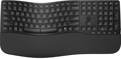 HP 680 Comfort Dual-Mode Keyboard | Adjustable typing angles | Ergonomic shape | Customisable 23 programmable keys Unifying Dongle | Multi-device & OS connectivity | Dedicated MS Copilot Key