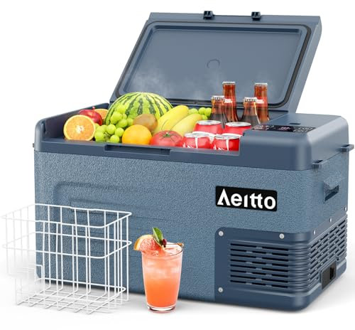 Aeitto Frigorifero per auto da 12 V, 25 quarti, per auto, frigorifero, congelatore, elettrico, portatile, 12 V, frigorifero, camper, controllo temperatura 12/24 V CC e 100-240 V CA per viaggi