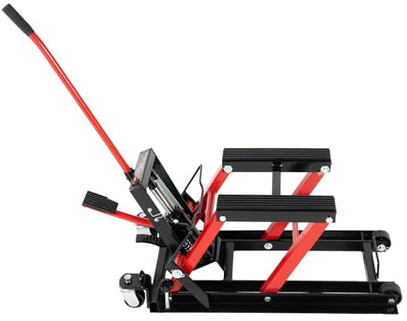 Czyurachel Elevador hidráulico para motocicleta, soporte de montaje, soporte de reparación de motocicletas, hasta 680 kg, elevador plegable, ayuda para maniobrar la motocicleta, gato hidráulico