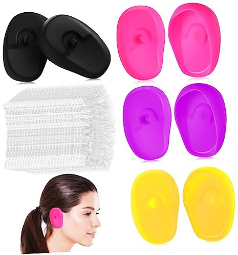 EXQUIMEUBLE 4paires Lot Cache-oreilles Silicone Réutilisables Pour Coiffure Douche Et Bain