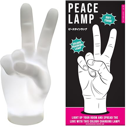Gift Republic Peace-Zeichen-Lampe – Farbwechselndes Silikon-Stimmungslicht | USB-wiederaufladbare Soft-Touch-Handlampe | Peace-Gesten-Licht für Schlafzimmer, Schreibtische oder groovige Raumdekoration