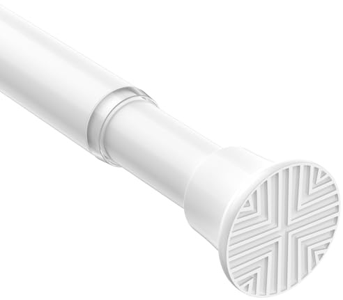 SISELBA Spring Tension Curtain Rod 32-76 inch, Adjustable Expandable Tension Curtain Rod No Drilling, Tension rods for Window Doorway Kitchen Curtain, White