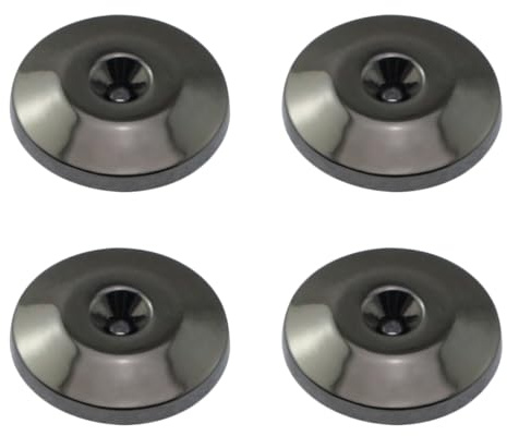 BLLNDX 4PCS 24K Nickel Plated Speaker Spike Pads 5x25mm Isolation Mounting Conical Base Shock Absorbing Copper Feet for Turntables Subwoofers CD-DVD Players Black