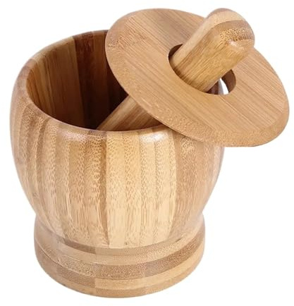 Stößel und Mörser Set Mörser und Stößel Set Bambus Knoblauch Brecher Artefakt Home Grinder Presser(L)