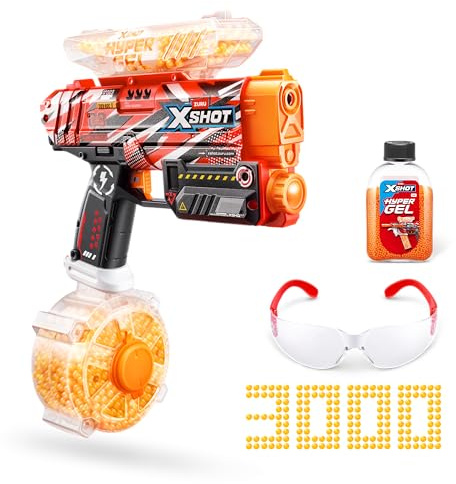 XSHOT-Hyper Gel-Series 1-Motorized Havoc Blaster(3000GELLETS) | Auto-Schnellfeuer-Gel-Blaster, 1000-Gellets Kapazitaet, 3000 Gellets inklusive, nur Wasser zugeben, Outdoor-Gel-Schlacht