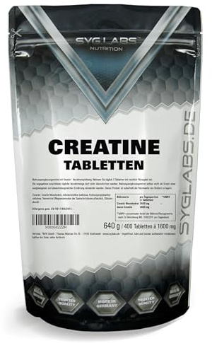 Creatine Tabletten 1000mg - 400 Tabletten - 3450mg Kreatin Monohydrat | 3450mg Kreatin Monohydrat (davon 3000mg Creatin) pro Tag - 200 mesh - vegan - laborgeprüft