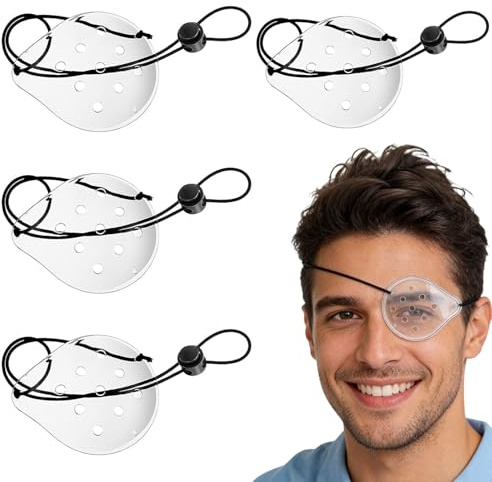 BOGCLEE 4 Pcs Masque Oculaire Transparent, Protection des Yeux Poreux en Plastique, Cache Oeil Medical Masque, Cache-Yeux à 9 Trous en Plastique Transparent, pour Hommes et Femmes
