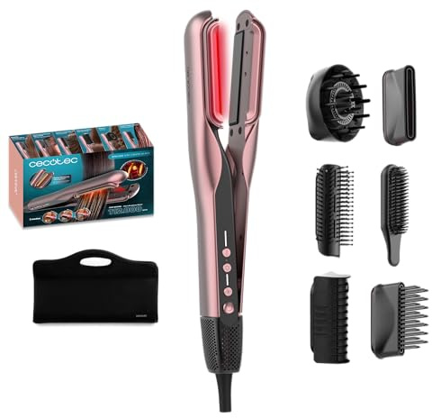 Cecotec Glätteisen AirLisse 6in1 iTwerk Black, 112.000 U/min | Infrarot, Vibrations- und Doppelheizplatten, Plasmafunktion und 3 Modi; Aufsätze für Locken, Volumen und Trocknen