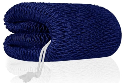 ALIIP Filet de Douche Africain Exfoliant, Éponge de Gommage Corps avec Cordes, Extensible Longue Portée, Nylon à Séchage Rapide,pour Homme Femme Enfant, Douche Bain Voyage, 1PC-Bleu