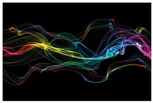 Wallario Küchenrückwand selbstklebend 90 x 60 cm, Motiv: Bunter Rauch vor schwarzem Hintergrund | Spritzschutz abwischbar & pflegeleicht