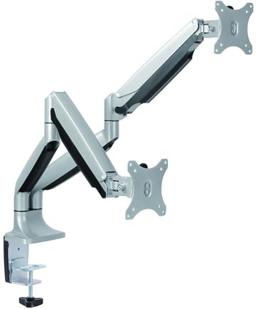 Value | Dual LCD Monitor Arm | Desk Clamp | 6 Joints | Height Adjustable separately | gas spring